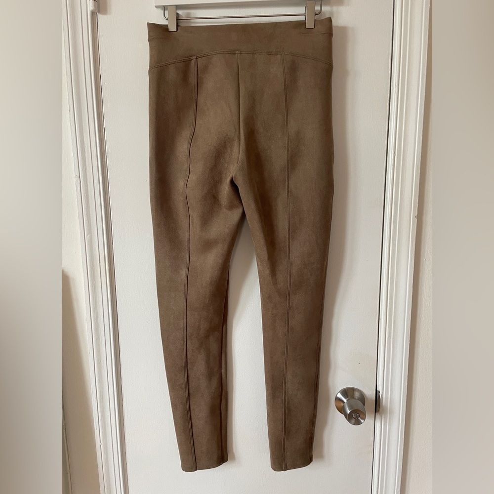 Spanx Stretch Faux Suede Control Top Shapewear Leggings Camel High Waist L - Picture 4 of 10